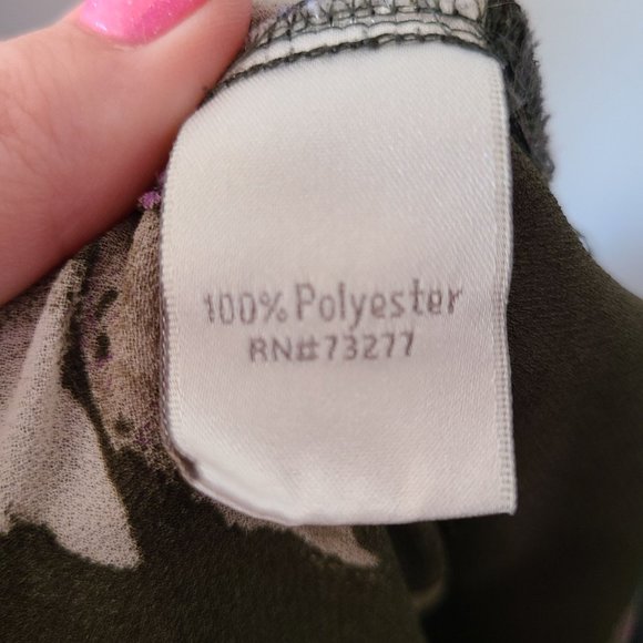 LC Lauren Conrad Olive Floral Tunic Blouse Size XS - Picture 7 of 10